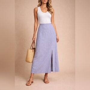 Spanner Lavender Linen/cotton Blend A-Line Maxi Skirt Size 14 with Slit